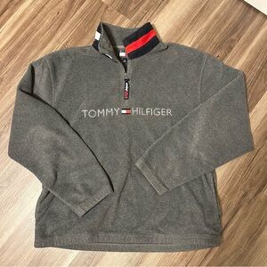 Vintage Tommy Hilfiger Charcoal Fleece Quarter-Zip